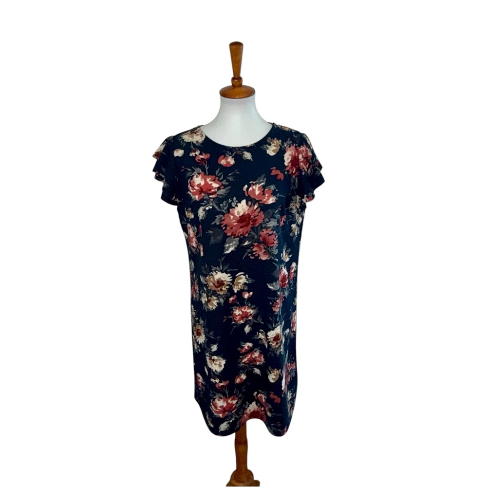 Flaunt Boutique Ces Femme Shift Dress Floral Print Blue Size Large